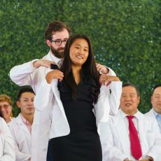 Taking their first steps in the journey to become Doctors of Pharmacy, the 179 members of the PharmD Class of 2026 donned white coats and recited the Oath of a Pharmacist for the first time on Friday, August 19. (Photo by Rey Obrero)